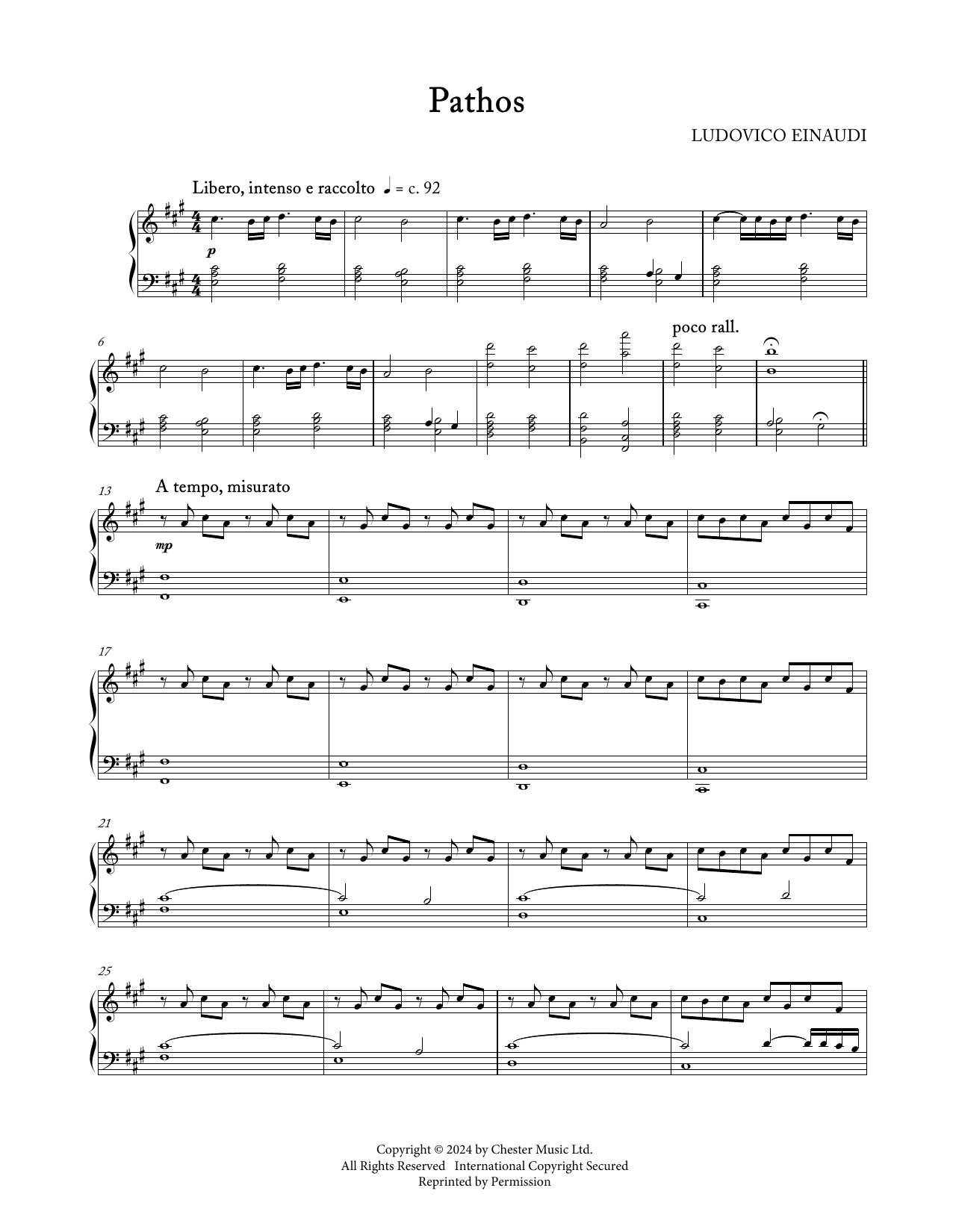 Ludovico Einaudi Pathos Sheet Music Notes & Chords for Piano Solo - Download or Print PDF