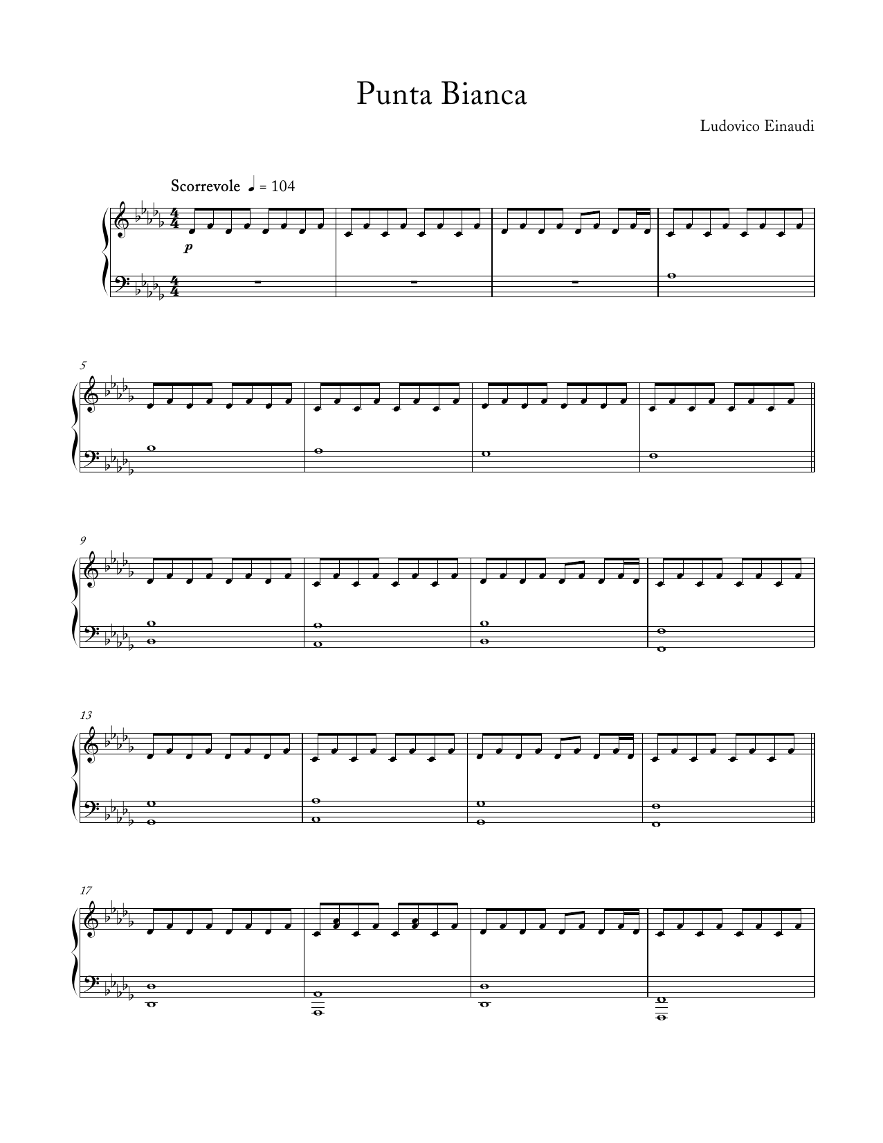 Ludovico Einaudi Punta Bianca Sheet Music Notes & Chords for Piano Solo - Download or Print PDF