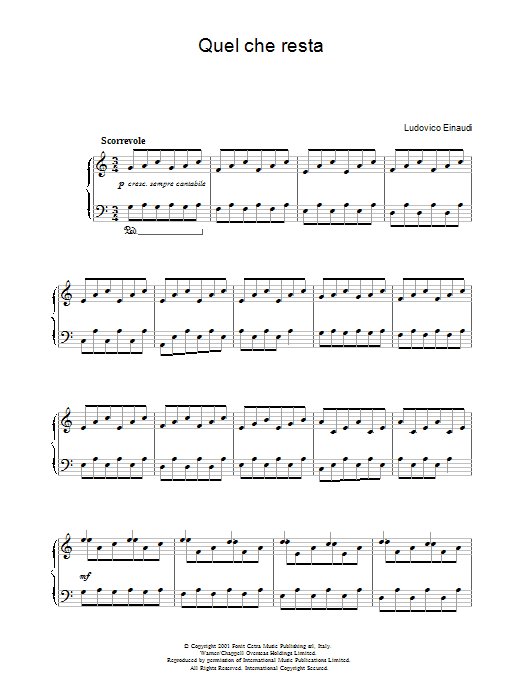Ludovico Einaudi Quel Che Resta Sheet Music Notes & Chords for Piano - Download or Print PDF