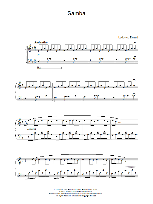 Ludovico Einaudi Samba Sheet Music Notes & Chords for Piano - Download or Print PDF