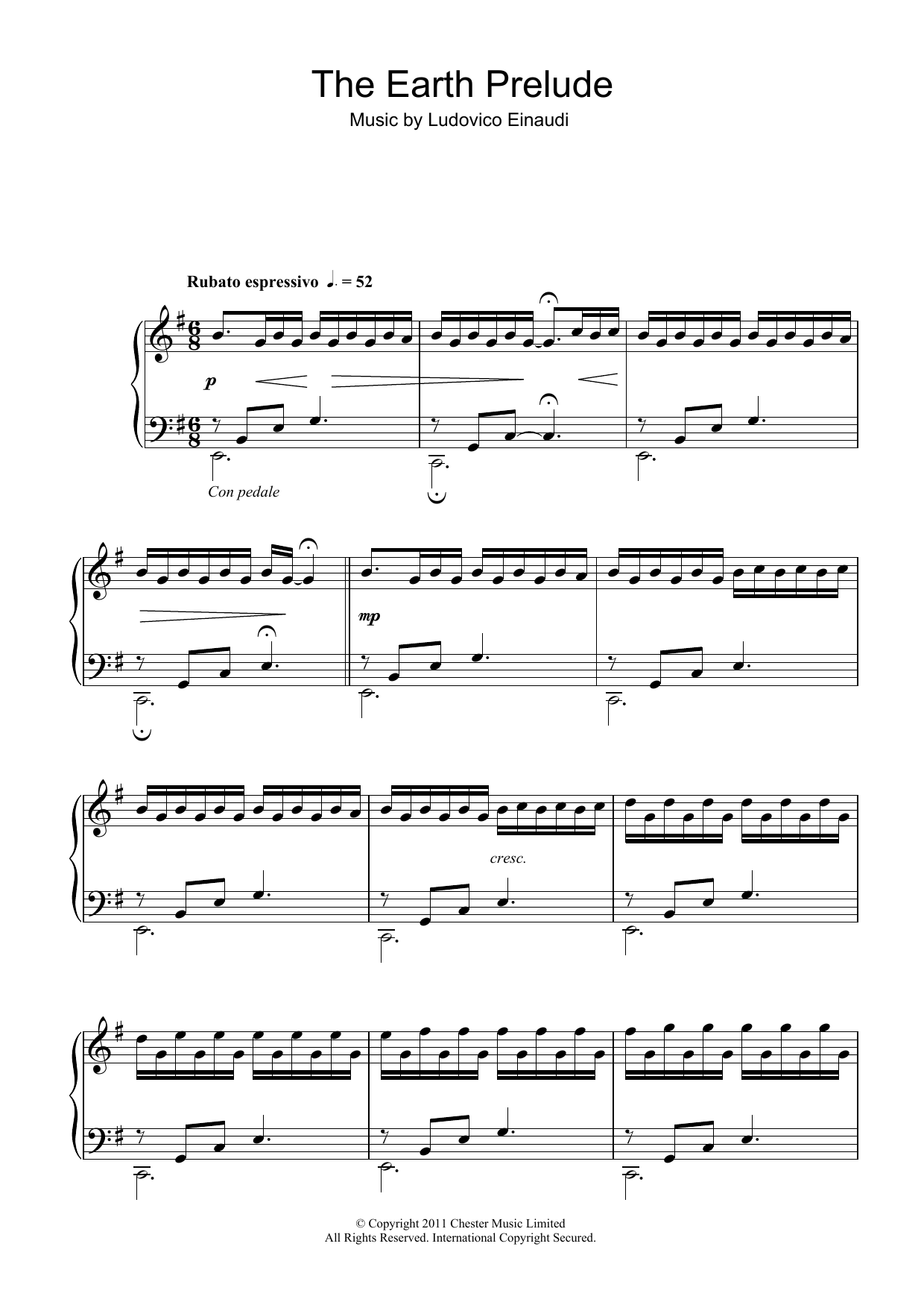 Ludovico Einaudi The Earth Prelude Sheet Music Notes & Chords for Piano - Download or Print PDF