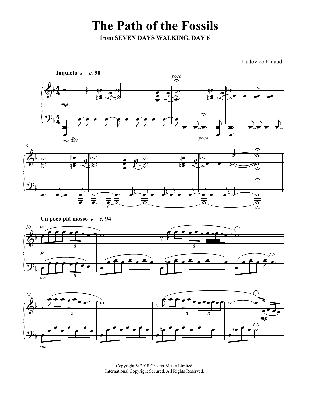 Ludovico Einaudi The Path Of The Fossils (from Seven Days Walking: Day 6) Sheet Music Notes & Chords for Piano Solo - Download or Print PDF
