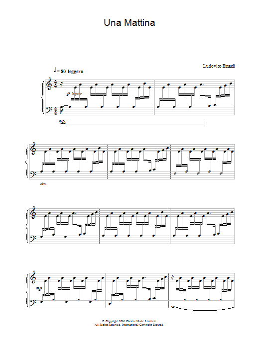 Ludovico Einaudi Una Mattina Sheet Music Notes & Chords for Piano Solo - Download or Print PDF
