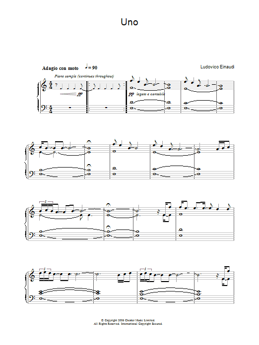 Ludovico Einaudi Uno Sheet Music Notes & Chords for Piano - Download or Print PDF