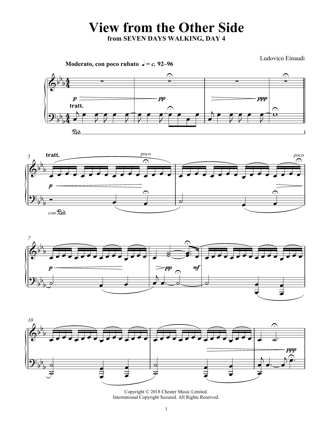 Ludovico Einaudi View from the Other Side (from Seven Days Walking: Day 4) Sheet Music Notes & Chords for Piano Solo - Download or Print PDF