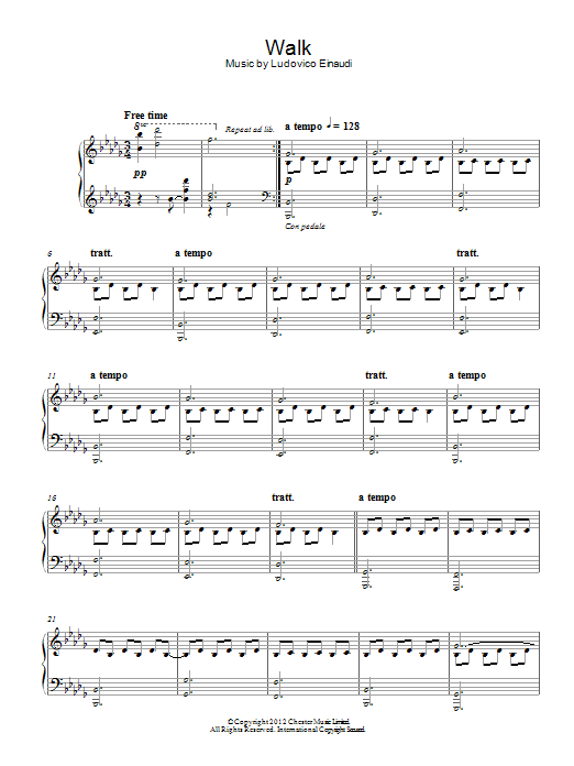 Ludovico Einaudi Walk Sheet Music Notes & Chords for Piano Solo - Download or Print PDF