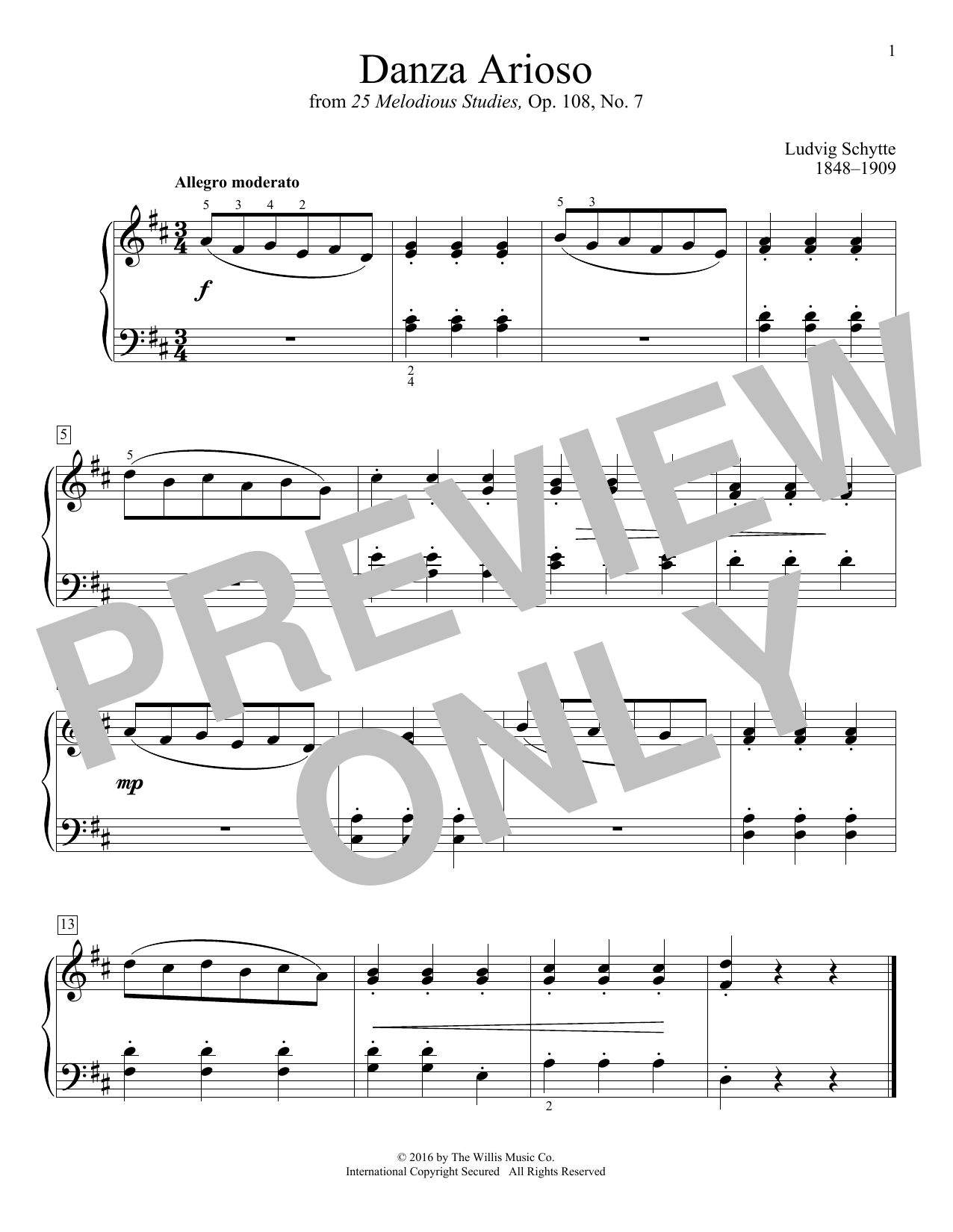 Ludvig Schytte Danza Arioso Sheet Music Notes & Chords for Educational Piano - Download or Print PDF