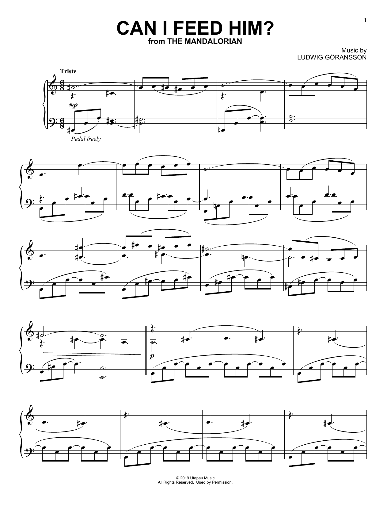 Ludwig Göransson Can I Feed Him? (from Star Wars: The Mandalorian) Sheet Music Notes & Chords for Piano Solo - Download or Print PDF