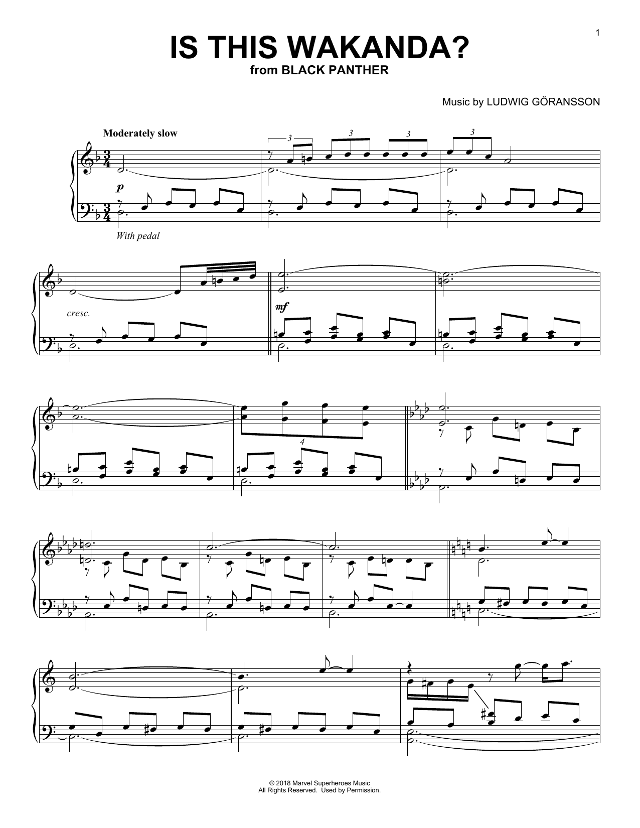Ludwig Göransson Is This Wakanda? (from Black Panther) Sheet Music Notes & Chords for Piano - Download or Print PDF