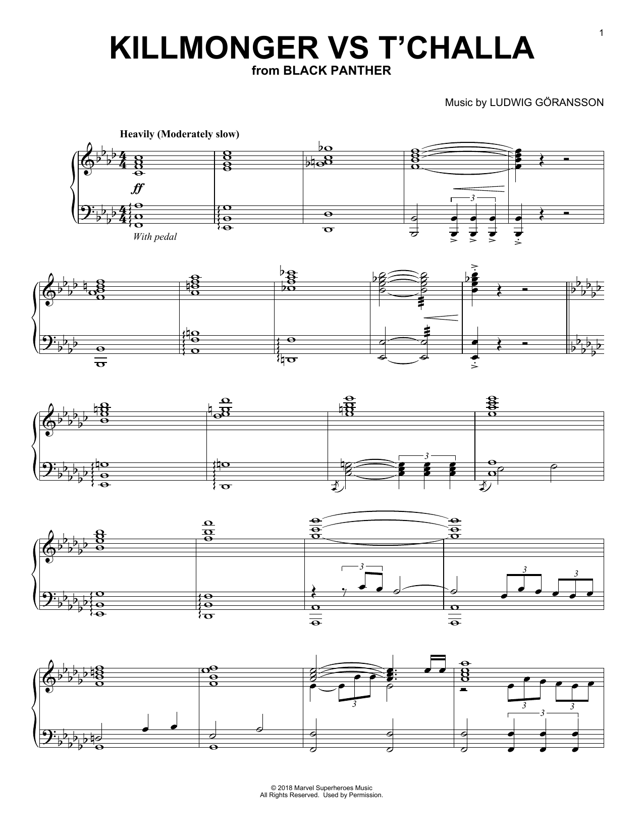 Ludwig Göransson Killmonger Vs T'Challa (from Black Panther) Sheet Music Notes & Chords for Piano - Download or Print PDF