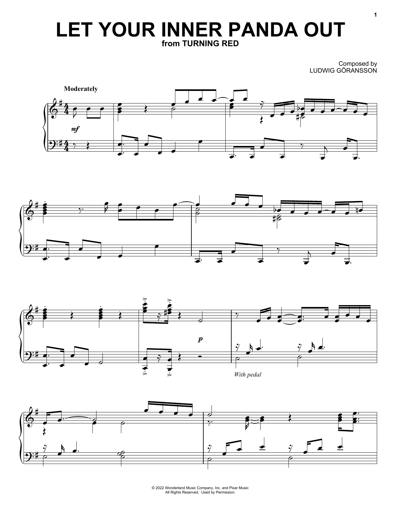 Ludwig Göransson Let Your Inner Panda Out (from Turning Red) Sheet Music Notes & Chords for Piano Solo - Download or Print PDF