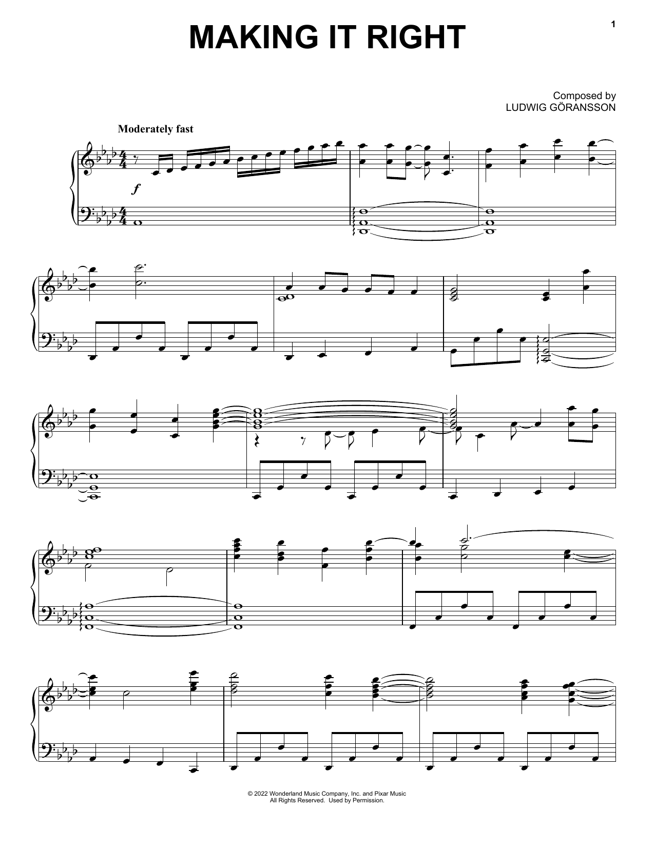 Ludwig Göransson Making It Right (from Turning Red) Sheet Music Notes & Chords for Piano Solo - Download or Print PDF