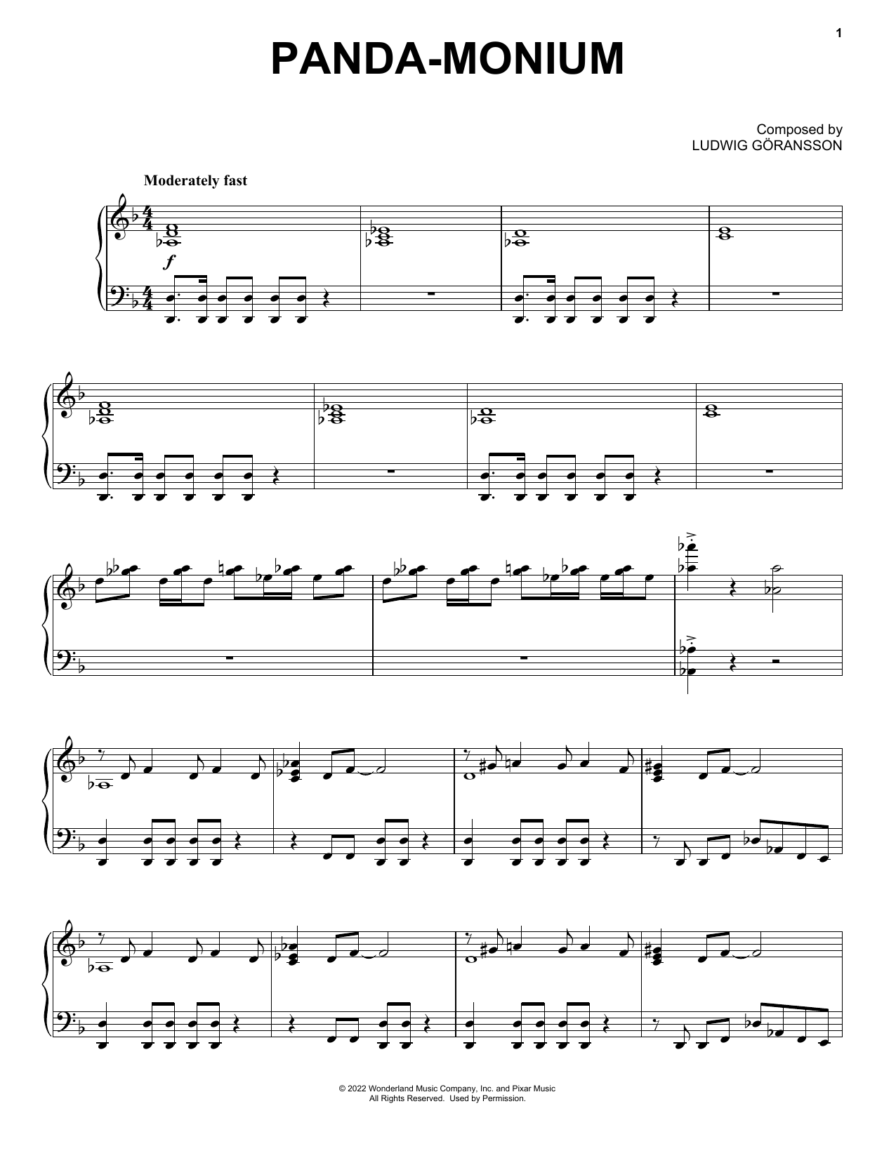 Ludwig Göransson Panda-monium (from Turning Red) Sheet Music Notes & Chords for Piano Solo - Download or Print PDF