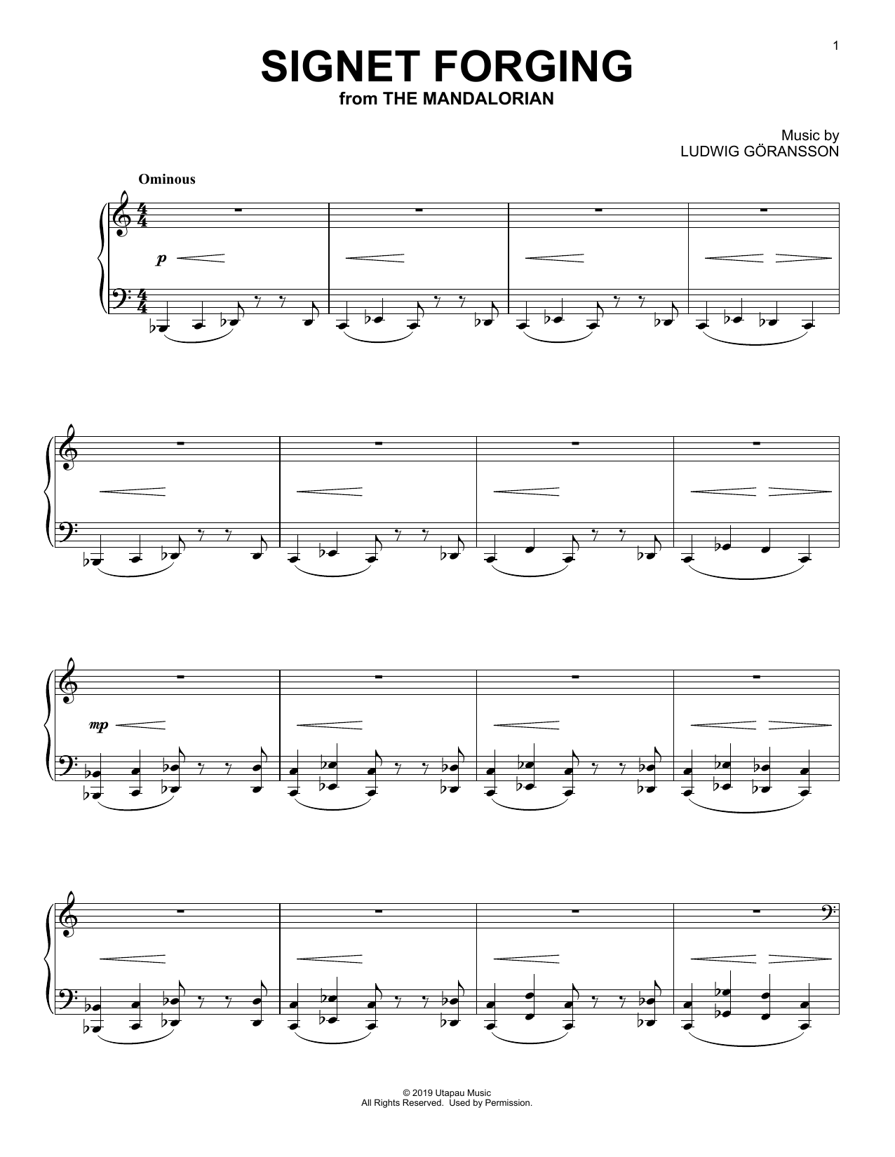 Ludwig Göransson Signet Forging (from Star Wars: The Mandalorian) Sheet Music Notes & Chords for Piano Solo - Download or Print PDF