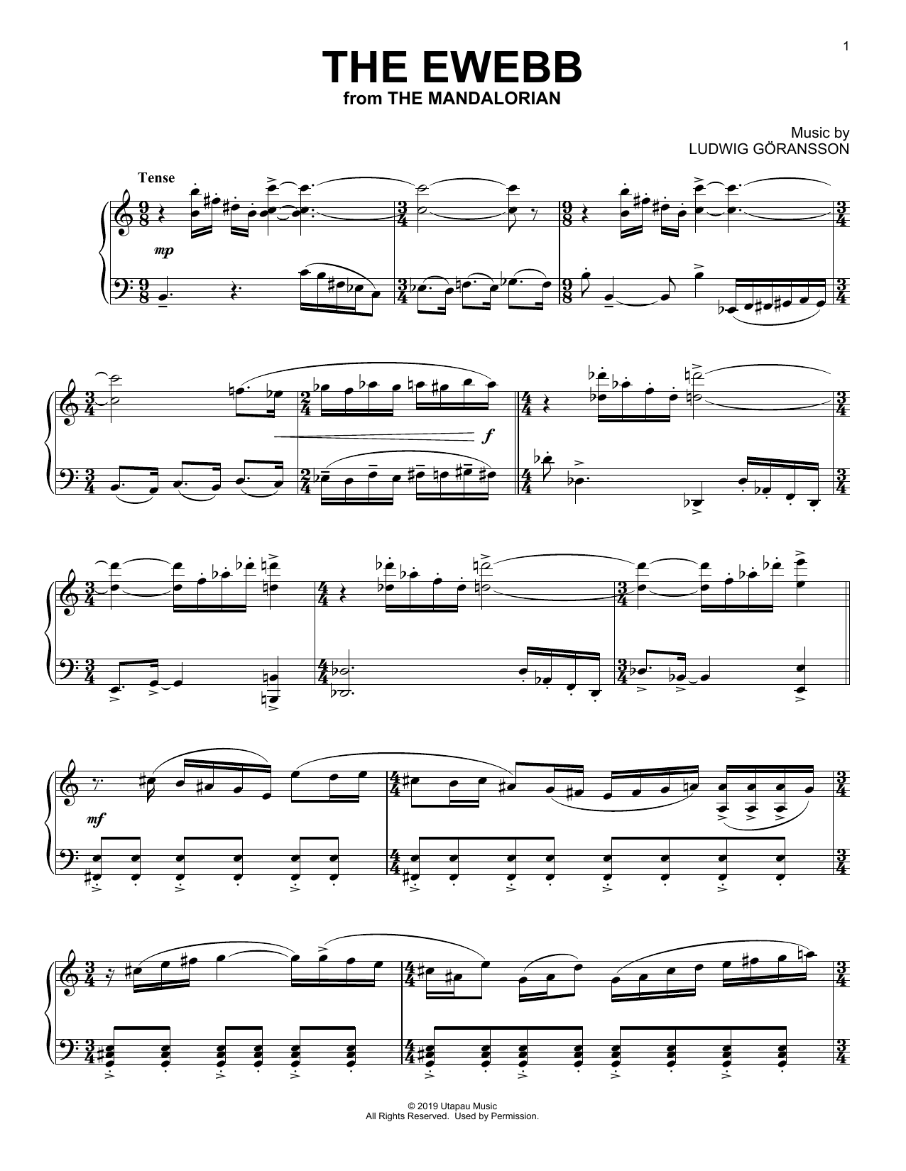 Ludwig Göransson The Ewebb (from Star Wars: The Mandalorian) Sheet Music Notes & Chords for Piano Solo - Download or Print PDF