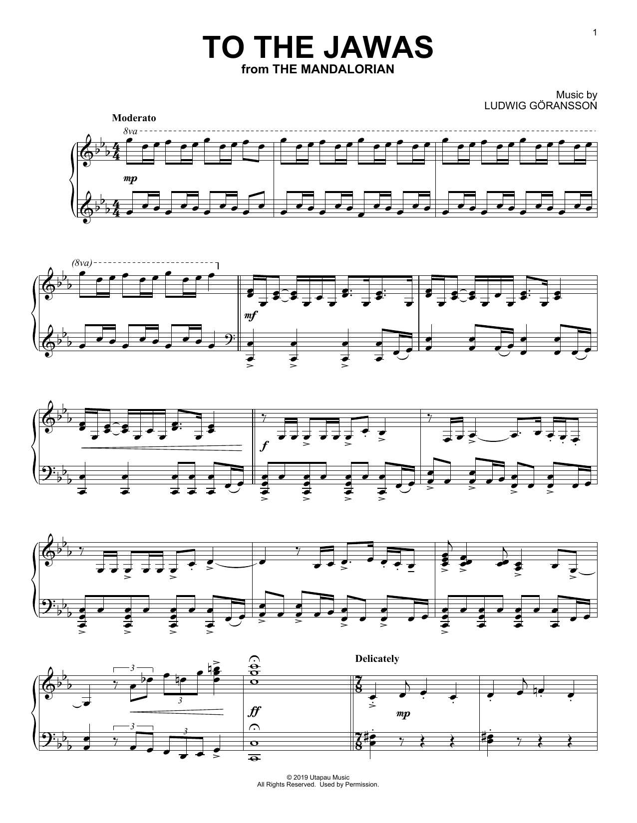Ludwig Göransson To The Jawas (from Star Wars: The Mandalorian) Sheet Music Notes & Chords for Piano Solo - Download or Print PDF