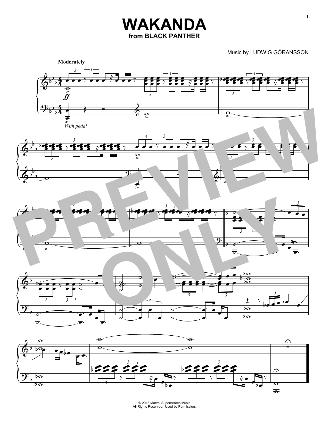 Ludwig Goransson Wakanda (from Black Panther) Sheet Music Notes & Chords for Easy Piano - Download or Print PDF