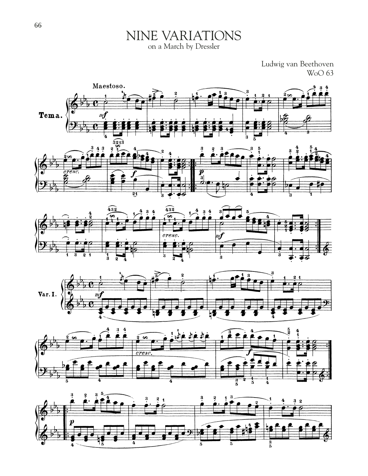 Ludwig van Beethoven 9 Variations On A March By Dressler, WoO 63 Sheet Music Notes & Chords for Piano Solo - Download or Print PDF