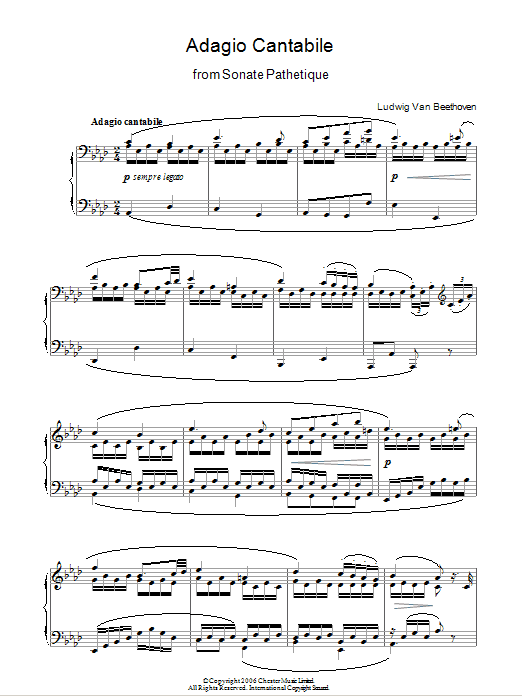 Ludwig van Beethoven Adagio Cantabile From Sonate Pathetique Op. 13, Theme From The Second Movement Sheet Music Notes & Chords for Piano - Download or Print PDF