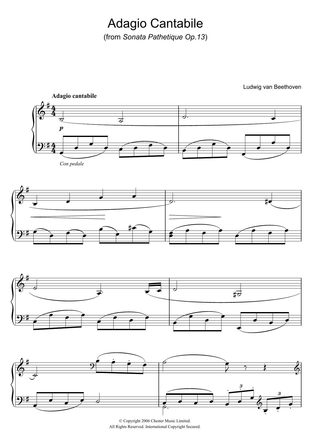 Ludwig van Beethoven Adagio Cantabile from Sonate Pathetique Op.13 Sheet Music Notes & Chords for Clarinet - Download or Print PDF