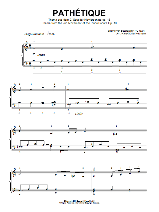 Ludwig van Beethoven Adagio Cantabile from Sonate Pathetique Op.13, Theme from the Second Movement Sheet Music Notes & Chords for Clarinet - Download or Print PDF