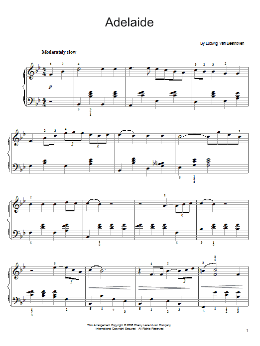 Ludwig van Beethoven Adelaide, Op. 46 Sheet Music Notes & Chords for Guitar Tab - Download or Print PDF