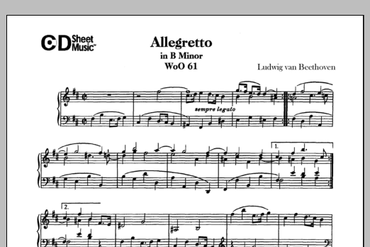 Ludwig van Beethoven Allegretto In B Minor, Woo 61 Sheet Music Notes & Chords for Piano Solo - Download or Print PDF