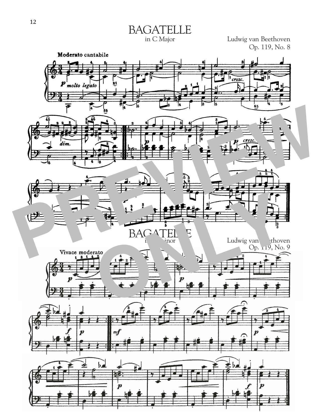 Ludwig van Beethoven Bagatelle In C Major, Op. 119, No. 8 Sheet Music Notes & Chords for Piano Solo - Download or Print PDF
