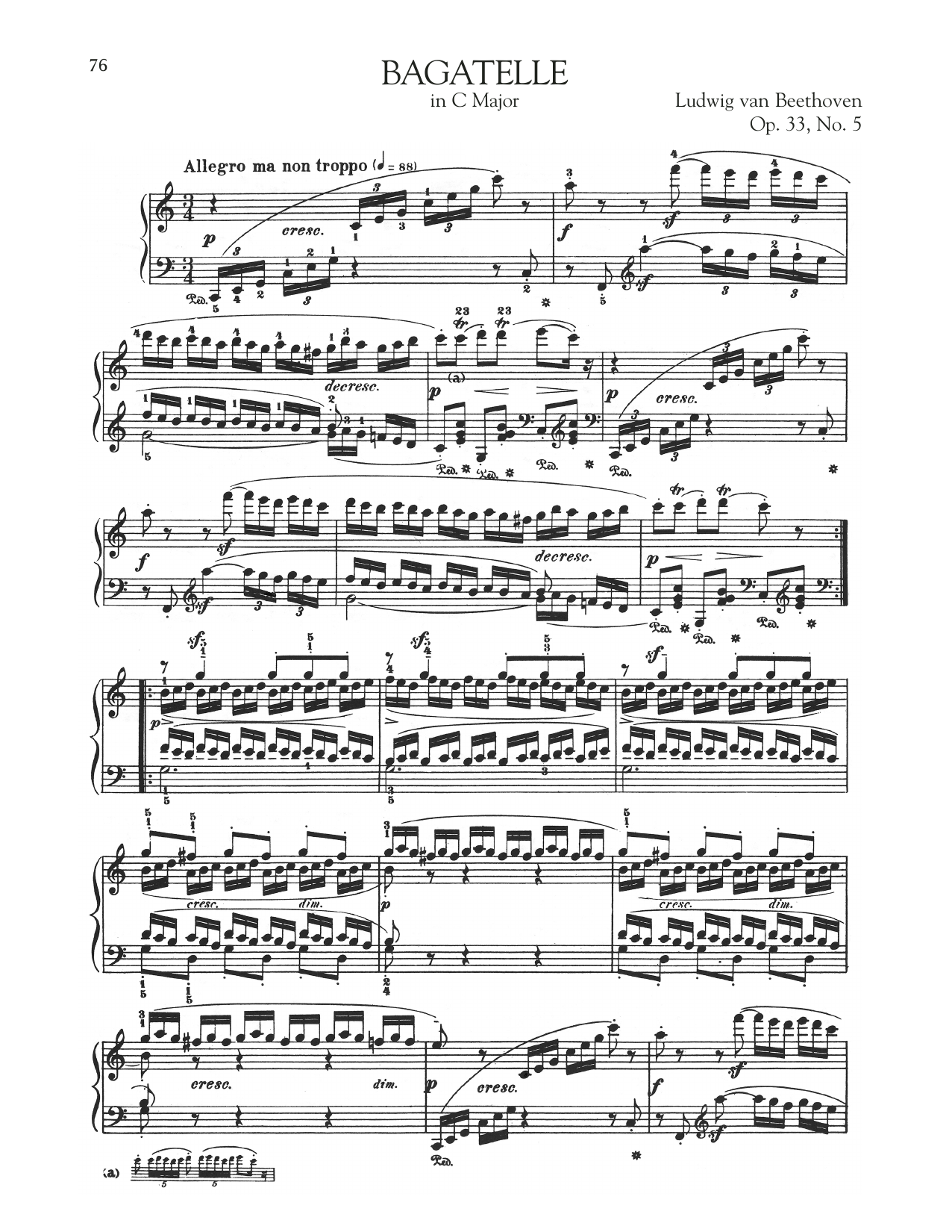 Ludwig van Beethoven Bagatelle In C Major, Op. 33, No. 5 Sheet Music Notes & Chords for Piano Solo - Download or Print PDF