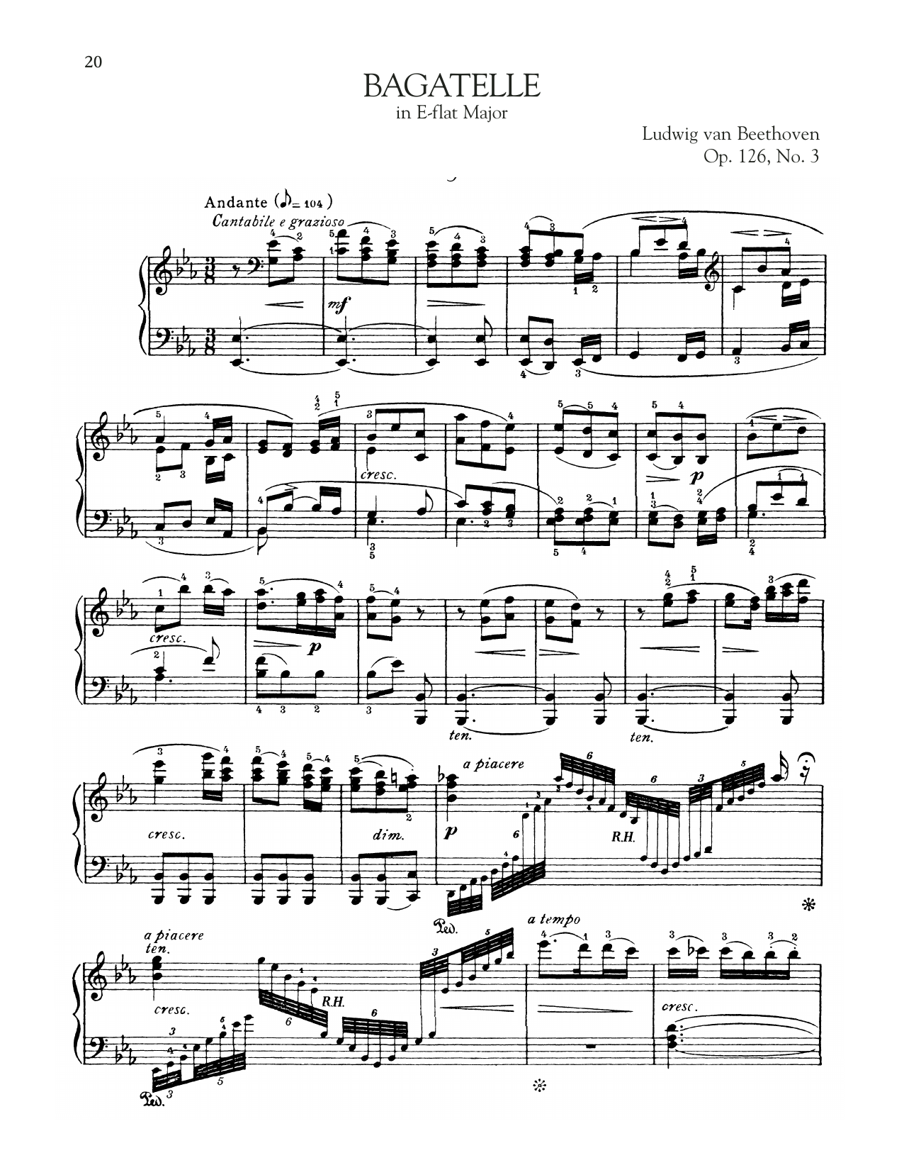 Ludwig van Beethoven Bagatelle In E-Flat Major, Op. 126, No. 3 Sheet Music Notes & Chords for Piano Solo - Download or Print PDF