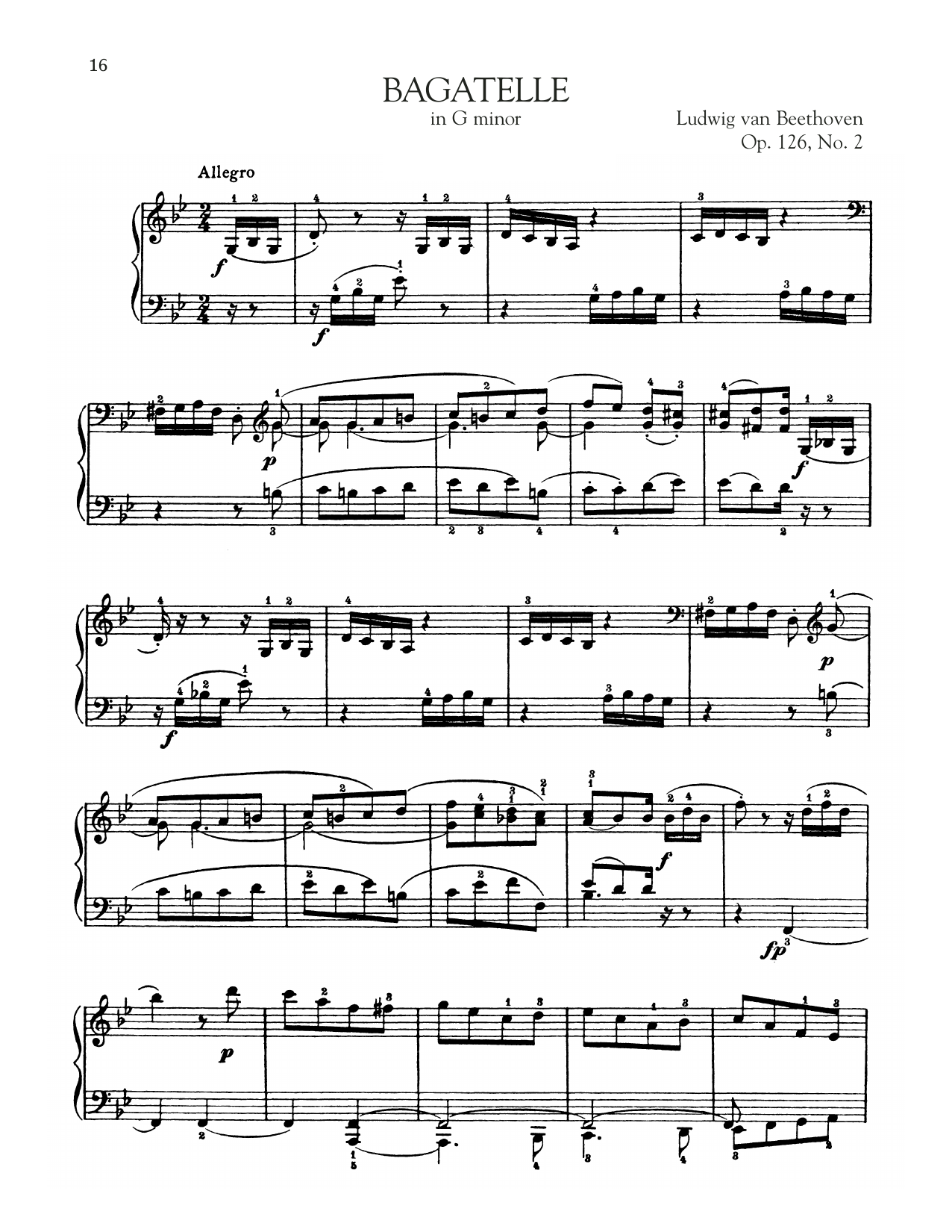 Ludwig van Beethoven Bagatelle In G Minor, Op. 126, No. 2 Sheet Music Notes & Chords for Piano Solo - Download or Print PDF