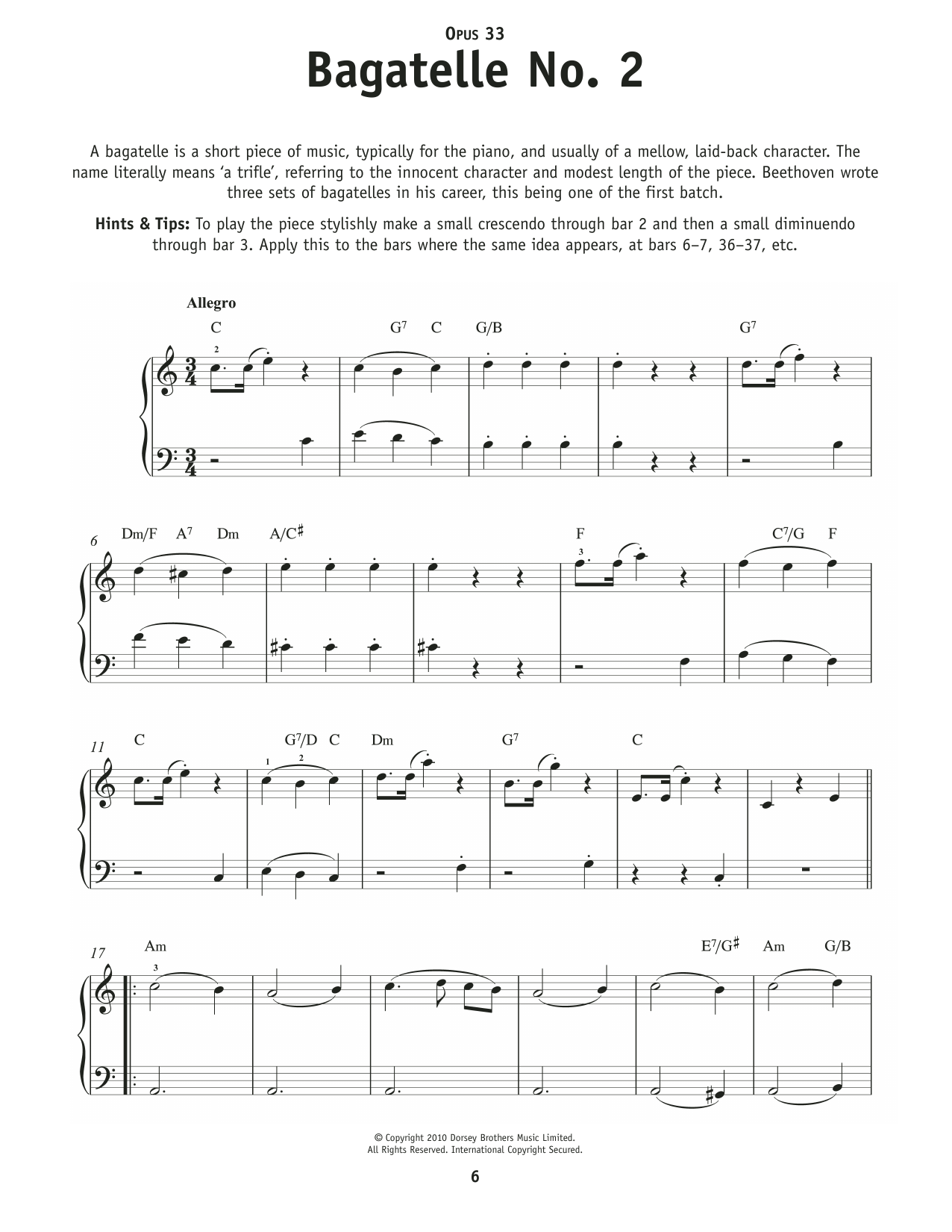 Ludwig Van Beethoven Bagatelle Sheet Music Notes & Chords for Really Easy Piano - Download or Print PDF