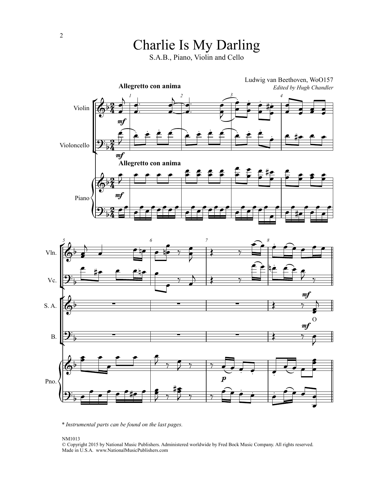 Ludwig van Beethoven Charlie Is My Darling (ed. Hugh Chandler) Sheet Music Notes & Chords for SAB Choir - Download or Print PDF