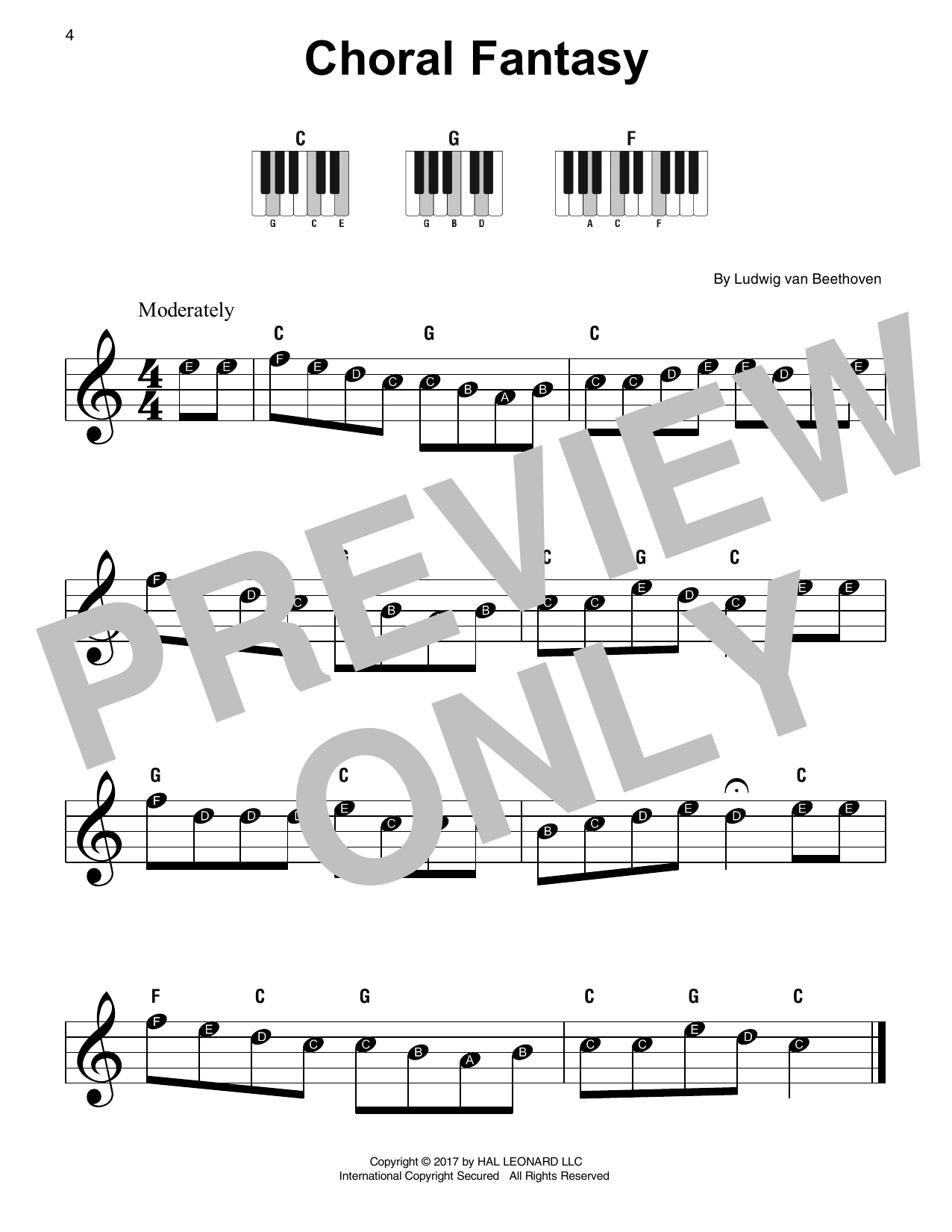 Ludwig van Beethoven Choral Fantasy Sheet Music Notes & Chords for Super Easy Piano - Download or Print PDF