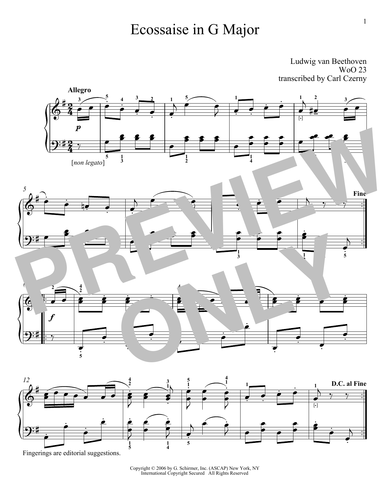 Ludwig van Beethoven Ecossaise In G Major, WoO 23 Sheet Music Notes & Chords for Piano - Download or Print PDF