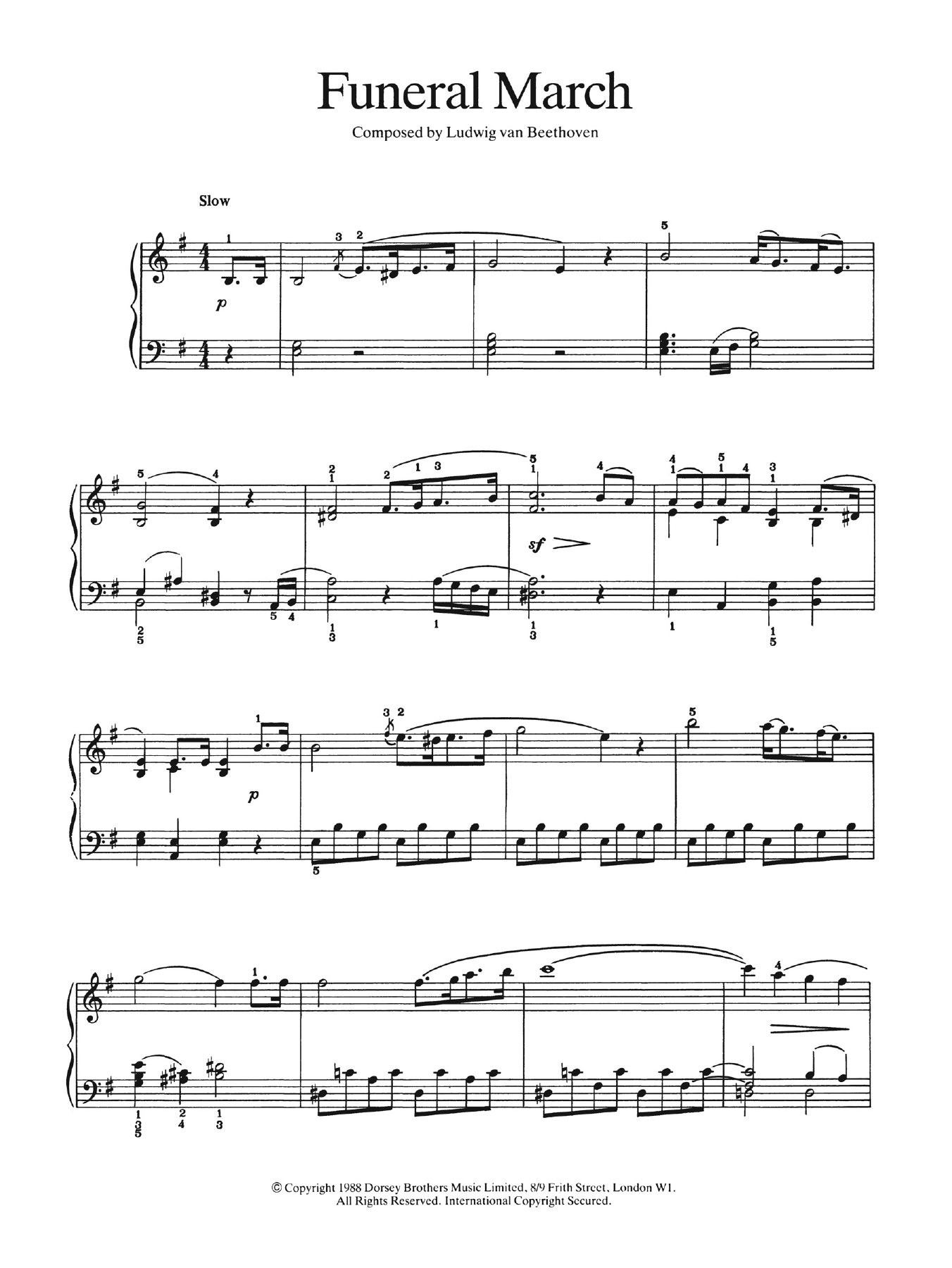 Ludwig van Beethoven Funeral March Sheet Music Notes & Chords for Easy Piano - Download or Print PDF