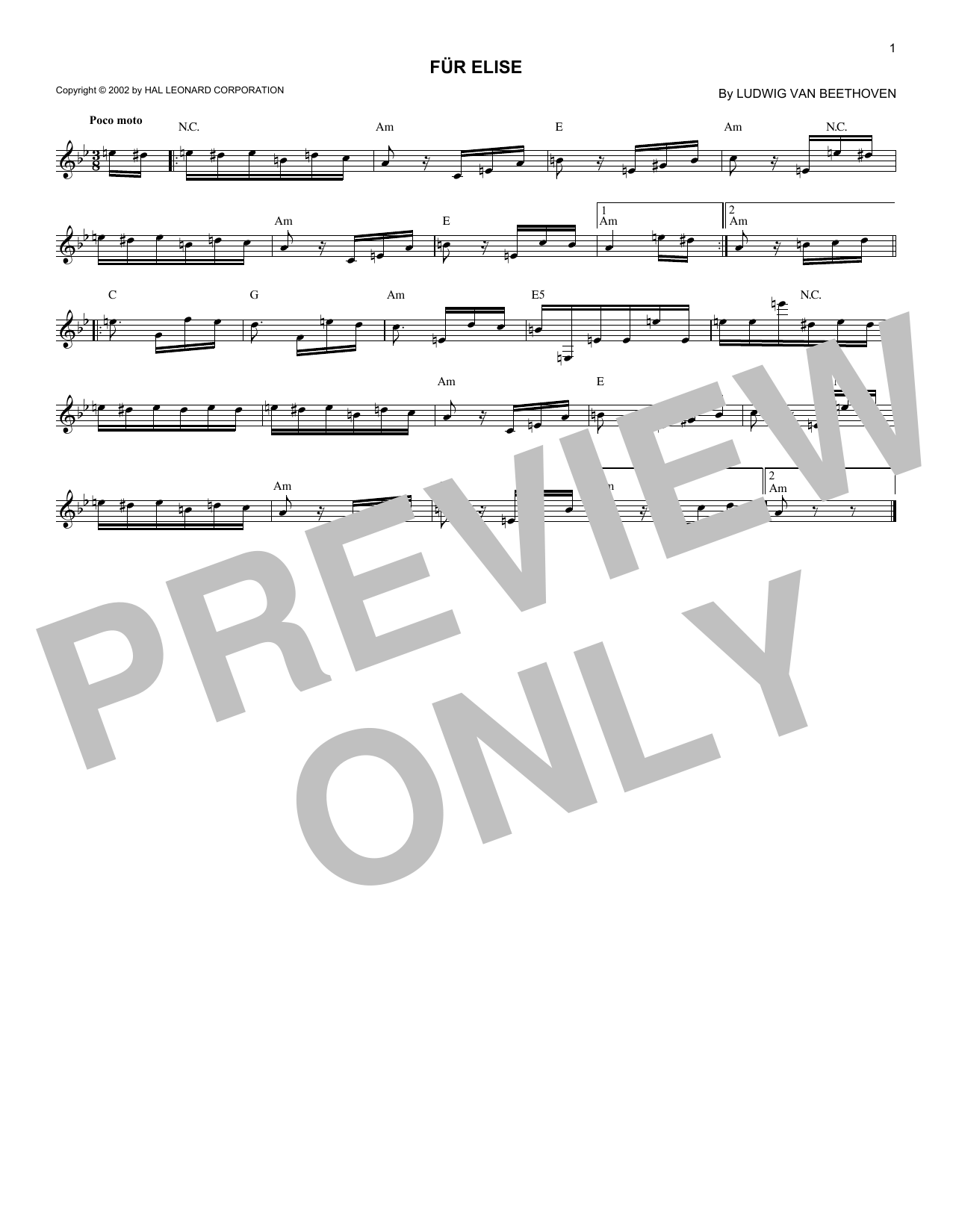 Ludwig van Beethoven Fur Elise, WoO 59 Sheet Music Notes & Chords for Flute - Download or Print PDF