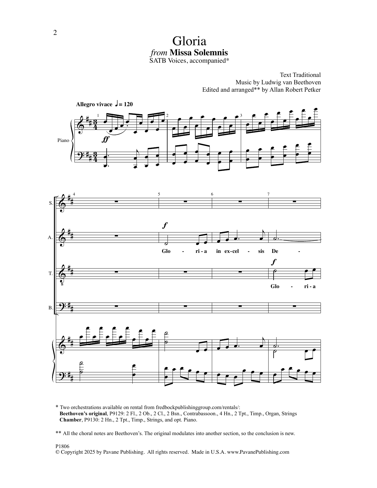 Ludwig Van Beethoven Gloria from Missa Solemnis (arr. Allan Robert Petker) Sheet Music Notes & Chords for SATB Choir - Download or Print PDF