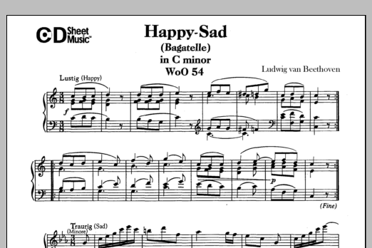 Ludwig van Beethoven Happy-sad (bagatelle) In C Major (lustig-traurig), Woo 54 Sheet Music Notes & Chords for Piano Solo - Download or Print PDF