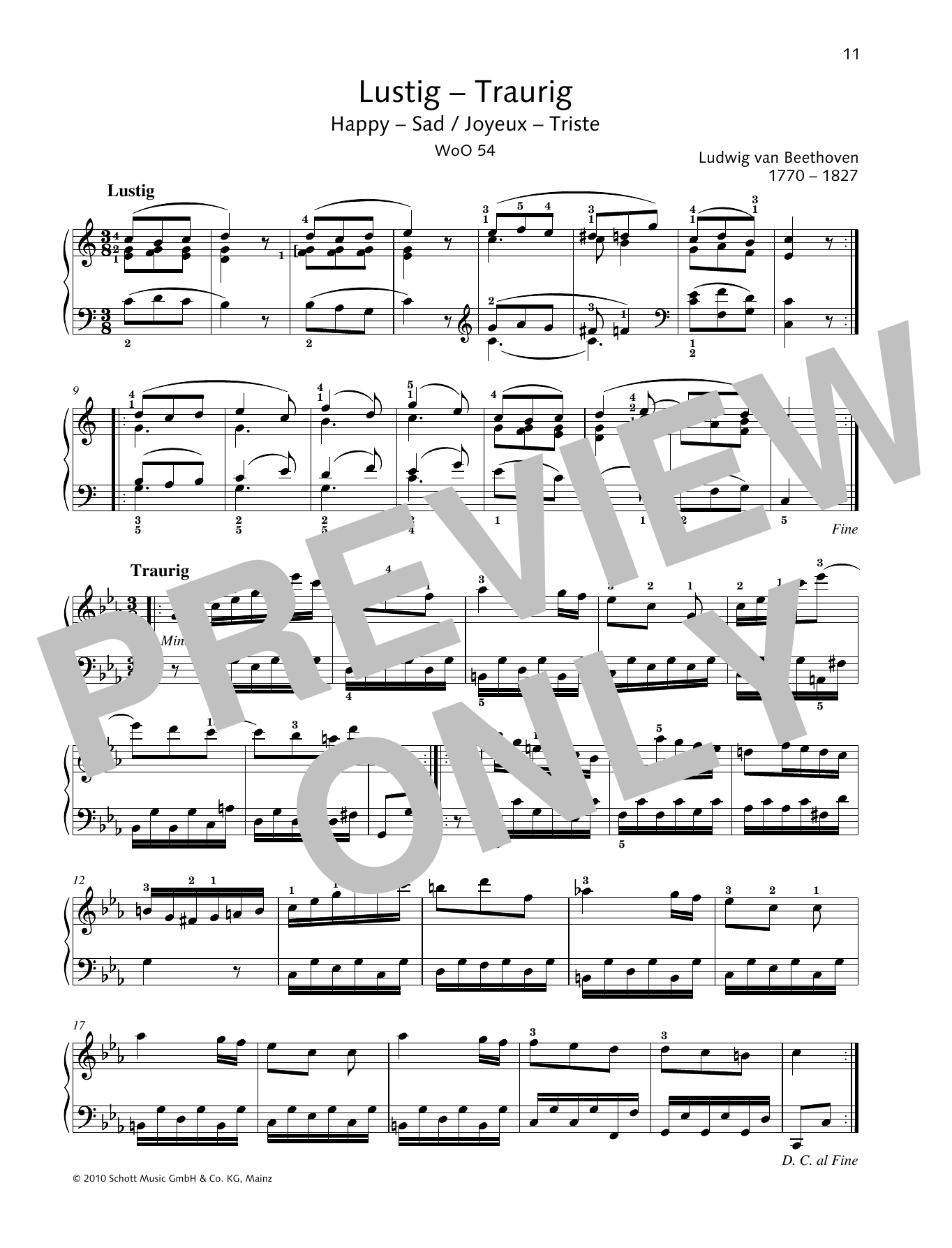 Ludwig van Beethoven Happy-Sad Sheet Music Notes & Chords for Piano Solo - Download or Print PDF