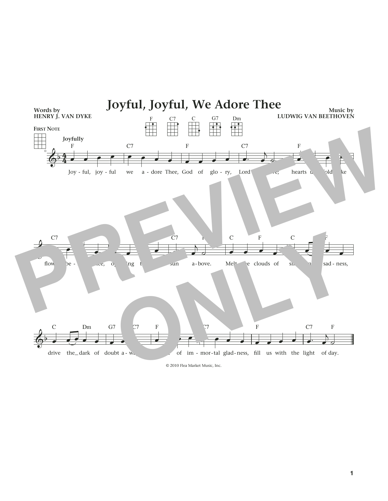 Ludwig van Beethoven Joyful, Joyful, We Adore Thee (from The Daily Ukulele) (arr. Liz and Jim Beloff) Sheet Music Notes & Chords for Ukulele - Download or Print PDF