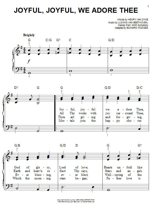 Ludwig van Beethoven Joyful, Joyful, We Adore Thee Sheet Music Notes & Chords for Guitar Tab - Download or Print PDF