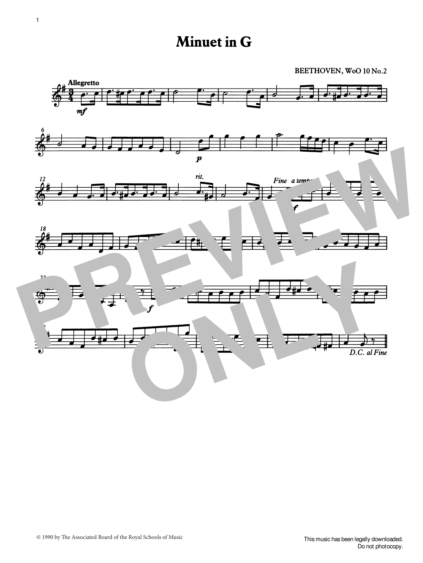Ludwig van Beethoven Minuet in G (score & part) from Graded Music for Tuned Percussion, Book II Sheet Music Notes & Chords for Percussion Solo - Download or Print PDF