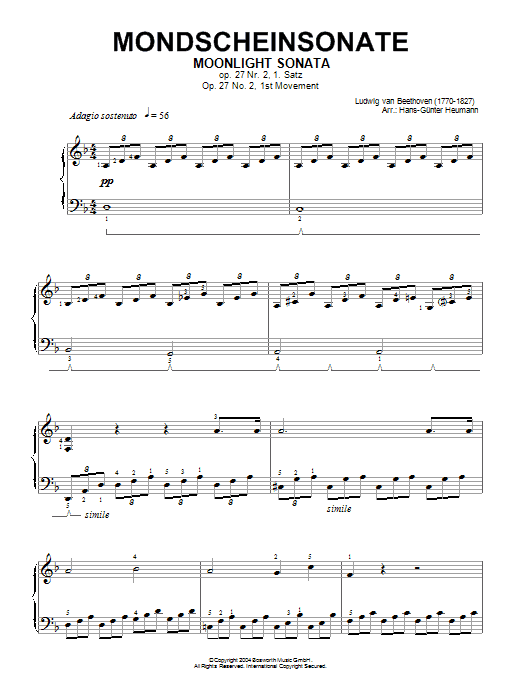 Ludwig van Beethoven Moonlight Sonata Sheet Music Notes & Chords for Piano - Download or Print PDF