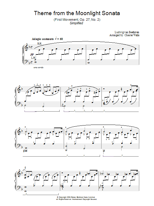 Ludwig van Beethoven Moonlight Sonata Sheet Music Notes & Chords for Easy Piano - Download or Print PDF