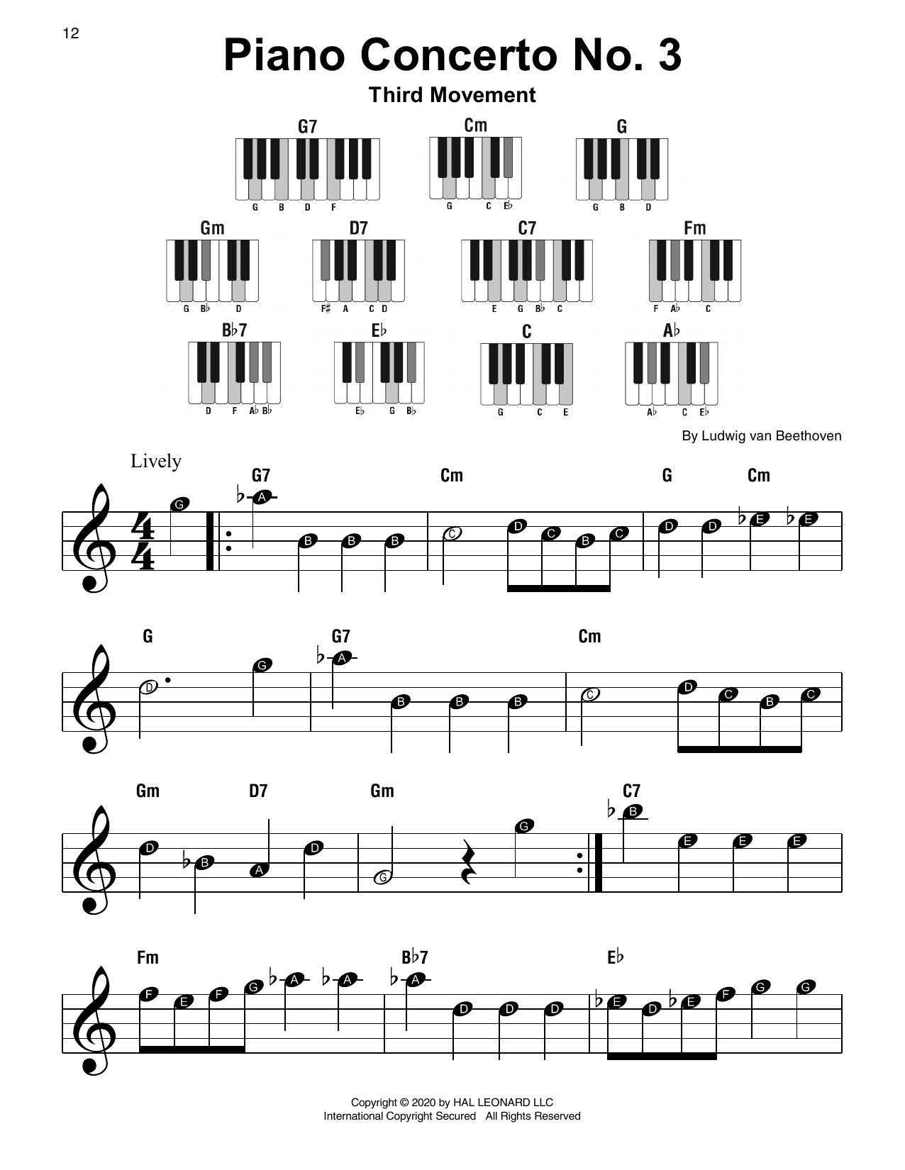 Ludwig van Beethoven Piano Concerto No. 3, 3rd Movement Sheet Music Notes & Chords for Super Easy Piano - Download or Print PDF