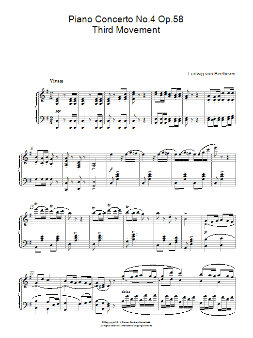 Ludwig van Beethoven Piano Concerto No. 4 Op. 58 (Third Movement) Sheet Music Notes & Chords for Piano - Download or Print PDF