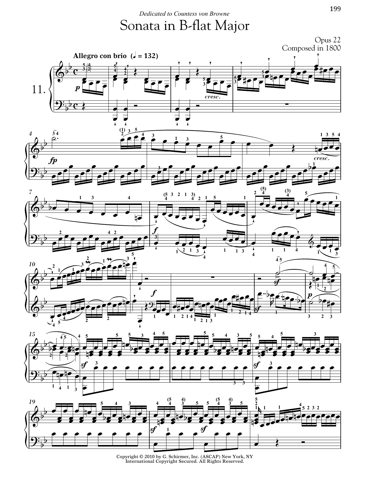 Ludwig van Beethoven Piano Sonata No. 11 In B-flat Major, Op. 22 Sheet Music Notes & Chords for Piano - Download or Print PDF