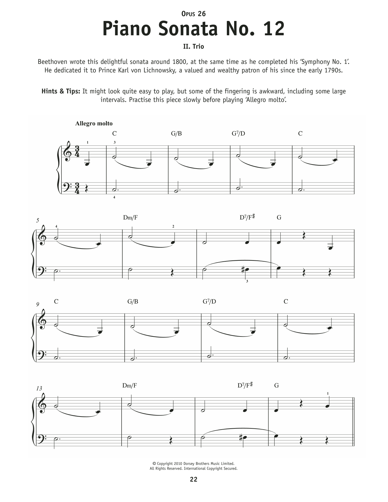 Ludwig Van Beethoven Piano Sonata No. 12, 2nd mvt. Sheet Music Notes & Chords for Really Easy Piano - Download or Print PDF