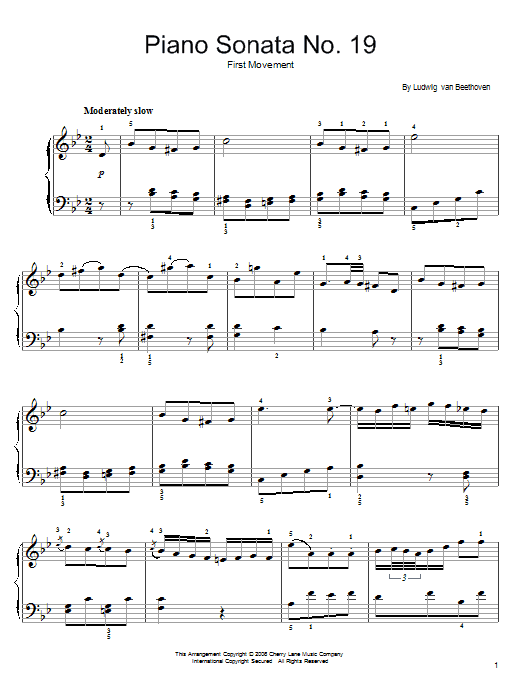 Ludwig van Beethoven Piano Sonata No. 19, 1st Movement Sheet Music Notes & Chords for Easy Piano - Download or Print PDF